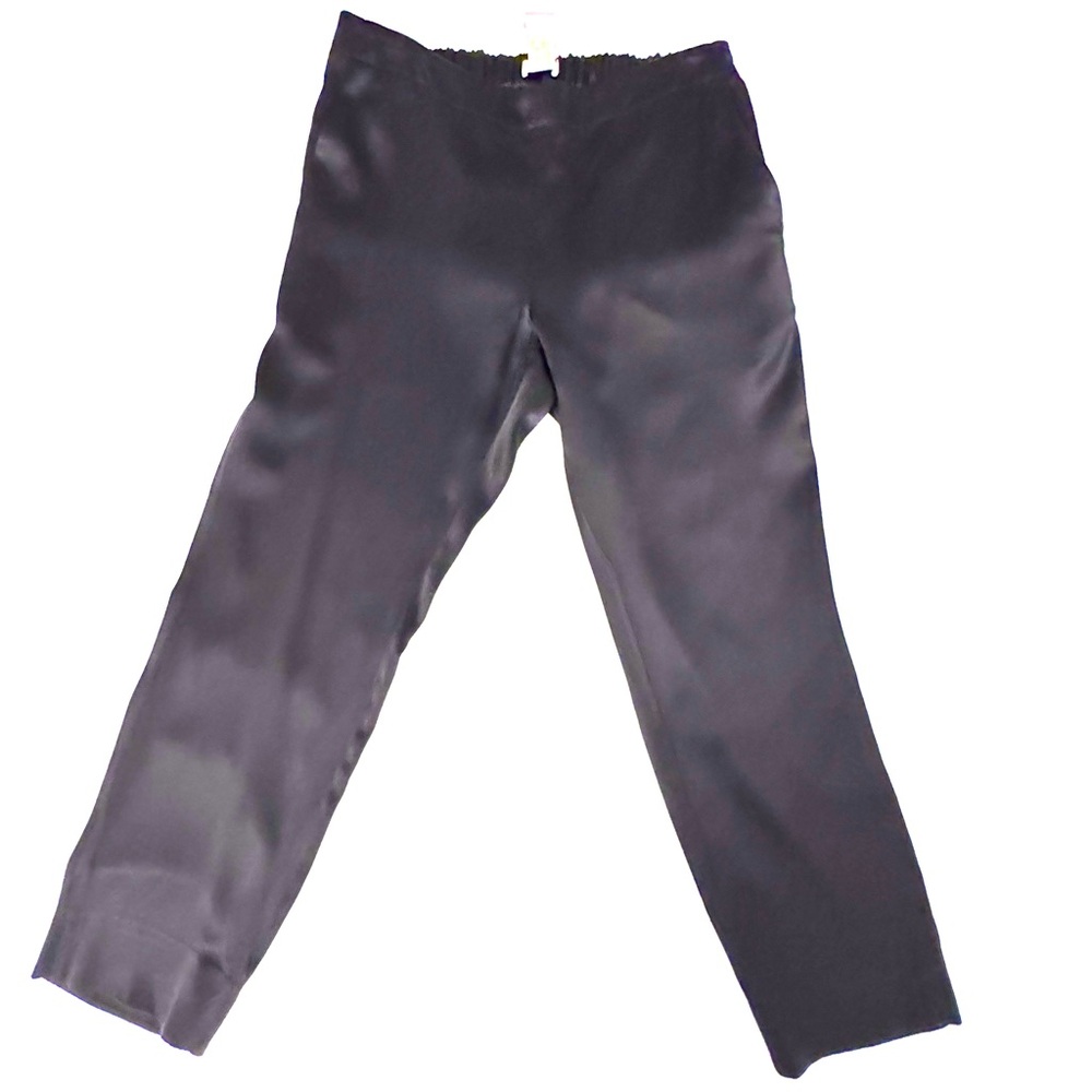 6397 Black Silk Cropped Pull-on Pants XS